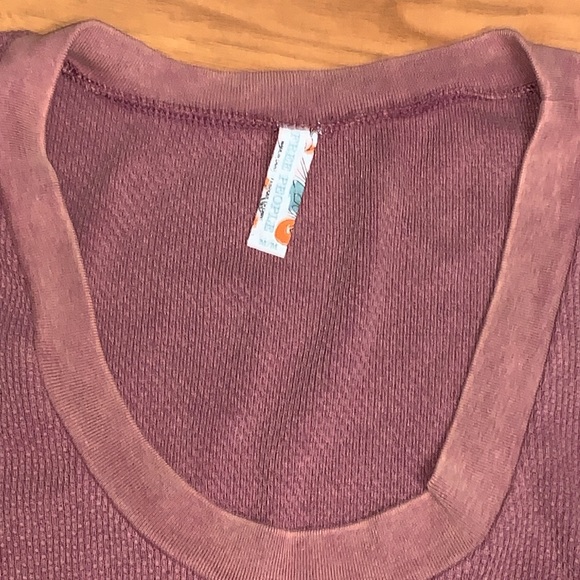 Free People Waffle Knit Long Sleeve Top with Cuff Detail - Picture 2 of 8